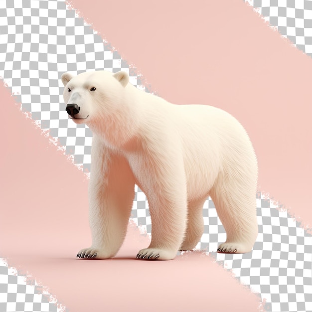 Un oso polar sobre un fondo rosa con fondo blanco.