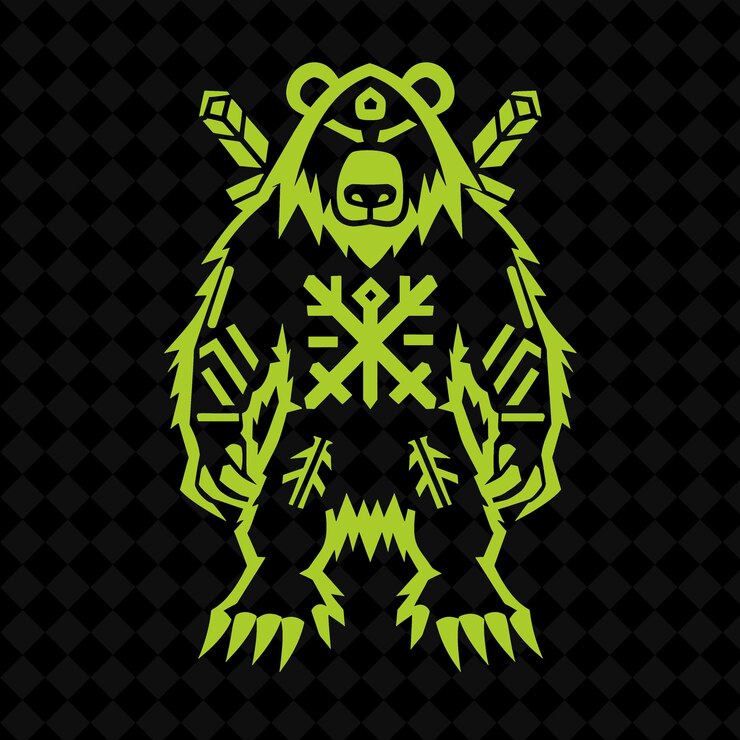 PSD un oso que es un monstruo que está en un fondo negro