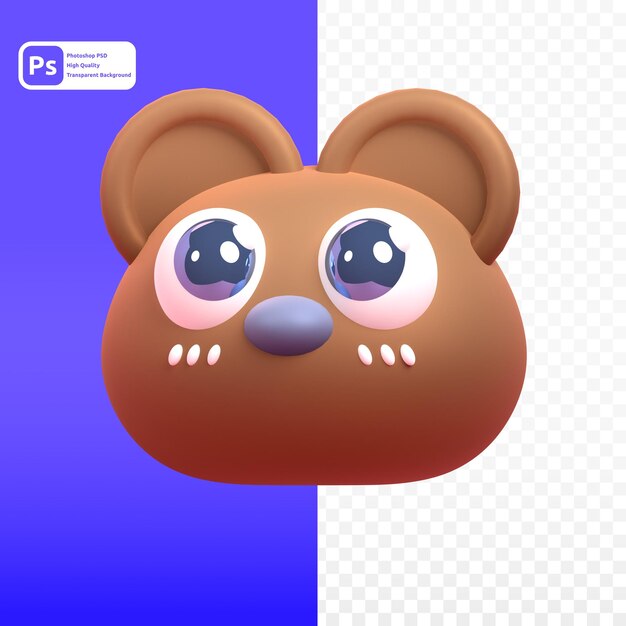 Oso en render 3d para presentación web de activos gráficos u otros