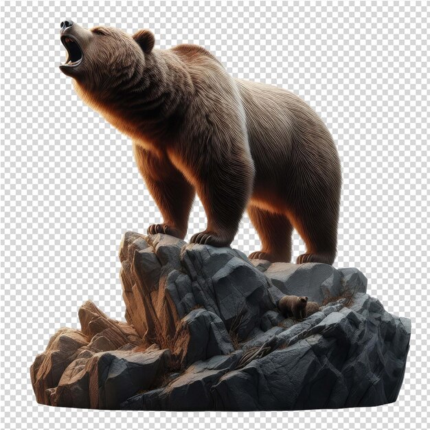 Un oso en una roca con un fondo de una montaña
