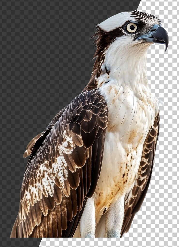 PSD osprey da png elegantemente empoleirado em branco