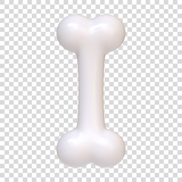 PSD osso branco isolado em um fundo branco sinal e símbolo de ícone 3d visão frontal ilustração de renderização 3d