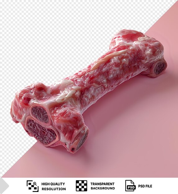 PSD osso de cão de carne único em um fundo rosa png psd