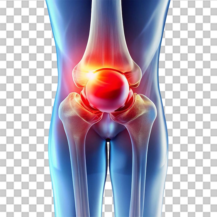 PSD osteoartrite dolorosa dell'articolazione del ginocchio isolata su uno sfondo trasparente