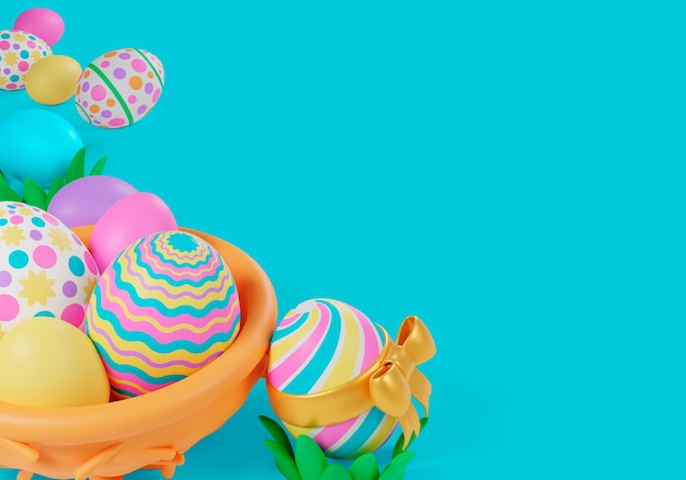 PSD ostern-hintergrund mit verzierten eiern