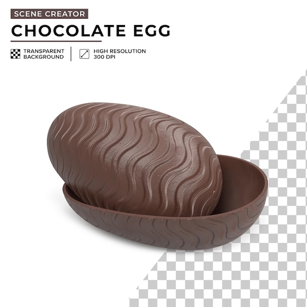 Osteröffnete schokoladen-eier-illustration für die szenerie