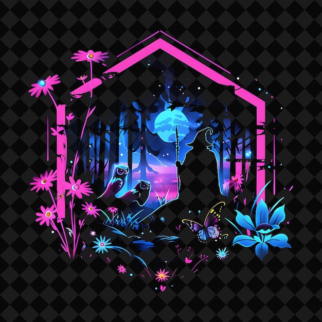 Otevřete si Kouzelné krajiny z fantasy nocí s neonovým lesem Y2K, uměním a ilustracemi se zvířecími návrhy