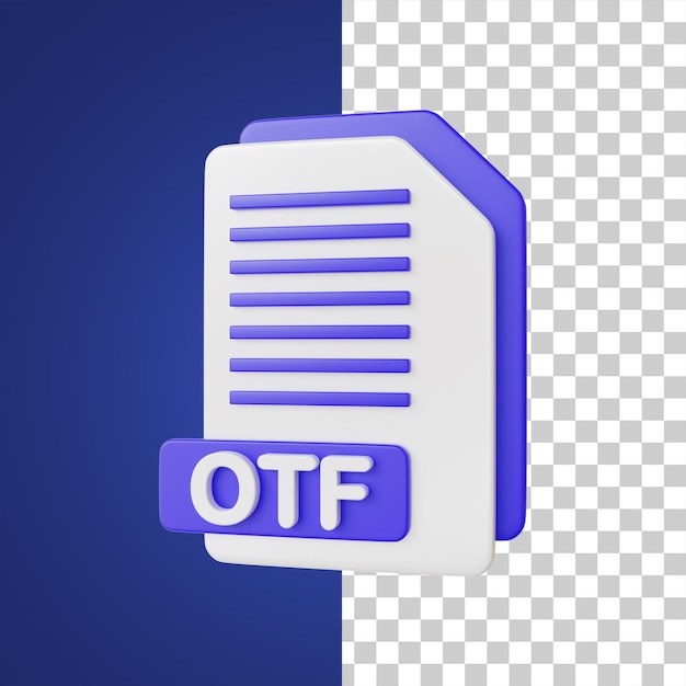 OTF-Dokumentdateiformat 3D-Illustration