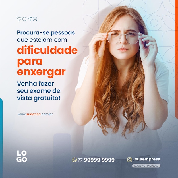 Ótica e óculos ópticos de mídia social