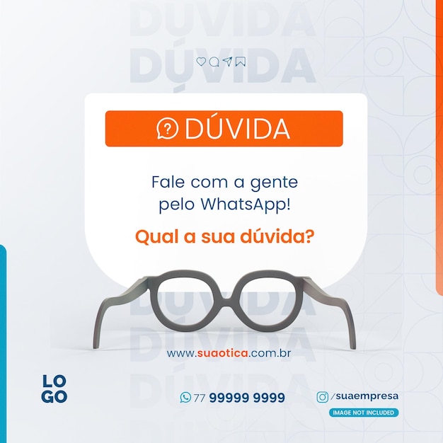 PSD Ótica e óculos ópticos de mídia social