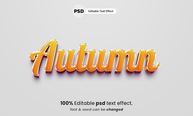 Otoño 3d editable psd efecto de texto de otoño