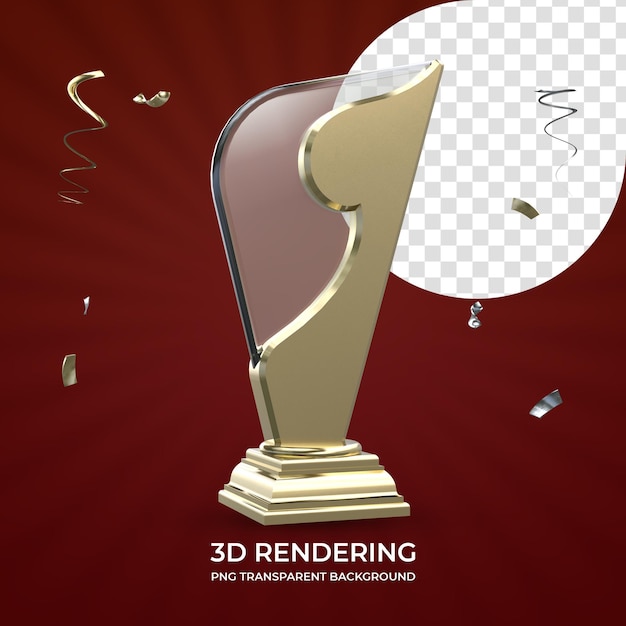 Otorgando trofeo 3d renderizado aislado fondo transparente