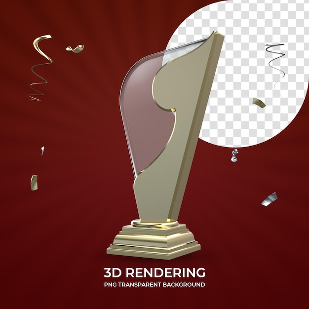 Otorgando trofeo 3d renderizado aislado fondo transparente