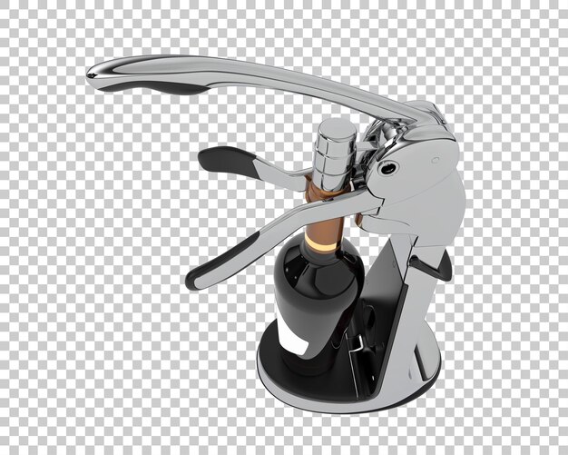 Otvírák na láhve vína izolovaný na průhledném pozadí, 3D renderování ilustrace
