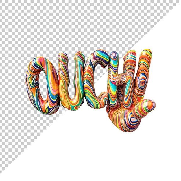 PSD ouch texto 3d com fundo transparente