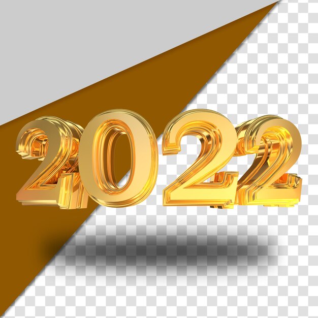 Ouro 2022 renderização em 3d de ano novo