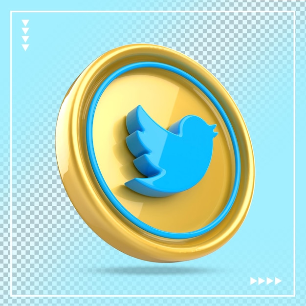 Ouro 3d das mídias sociais do ícone do twitter