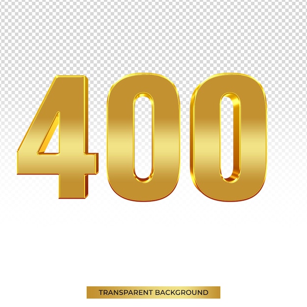 PSD ouro 3d renderização número 400 isolado