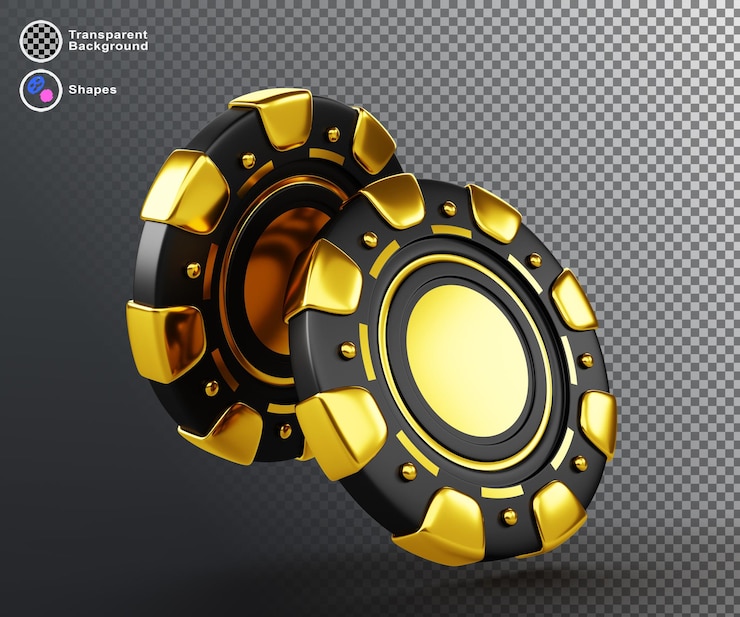 PSD ouro e preto fichas de jogo de poker ícones de renderização 3d bandeira de cassino on-line com fichas de jogos vip moedas de metal dourado de luxo dinheiro para jogar roleta ou blackjack em fundo escuro