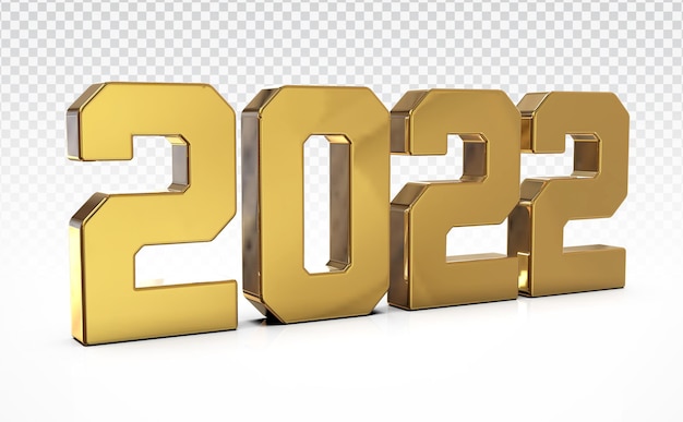 Ouro número 2022, renderização em 3d de luxo feliz ano novo