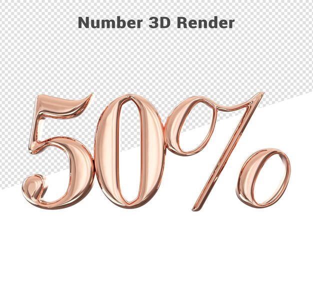 Ouro número 50 conceito 3d estilo