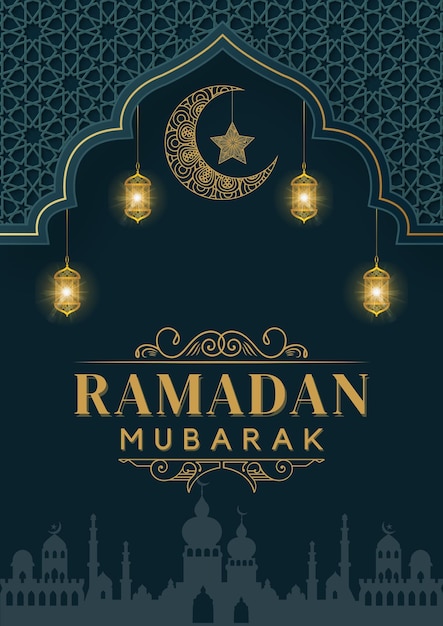 Ouro Verde Moderno Ramadan Mubarak Flyer 1
