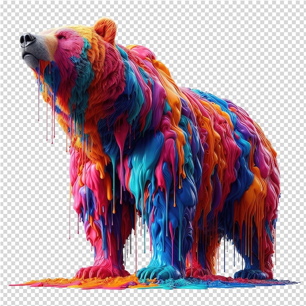 PSD un ours de différentes couleurs est coloré et a un nez noir