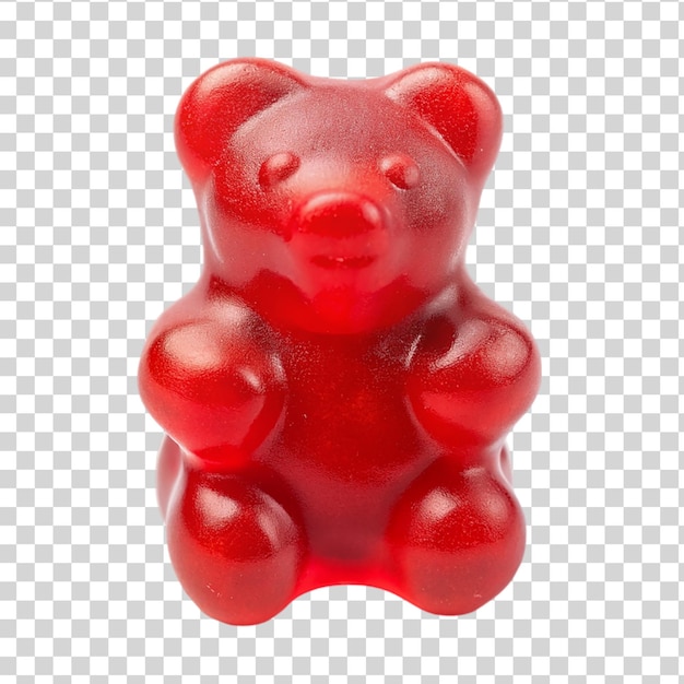 PSD un ours gommeux rouge et sucré isolé sur un fond transparent