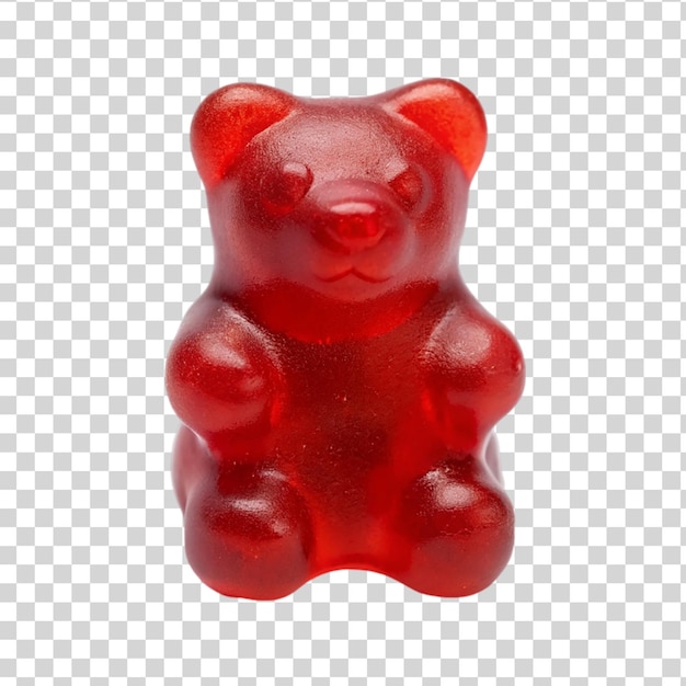 PSD un ours gommeux rouge et sucré isolé sur un fond transparent
