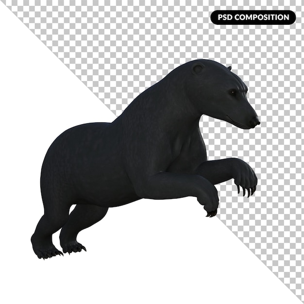 PSD un ours noir est montré rendu 3d isolé