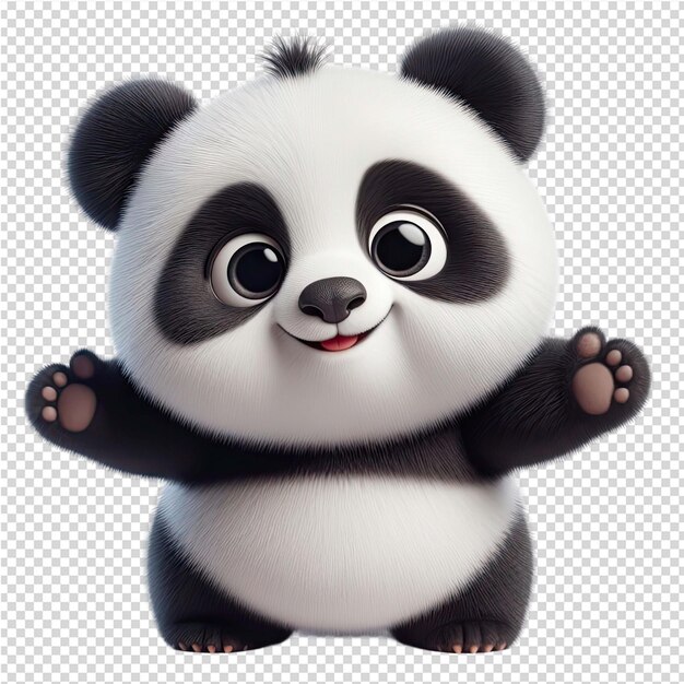 PSD un ours panda avec un grand sourire et un sourire sur son visage