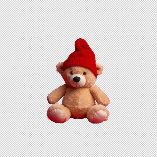 PSD un ours en peluche avec un chapeau rouge