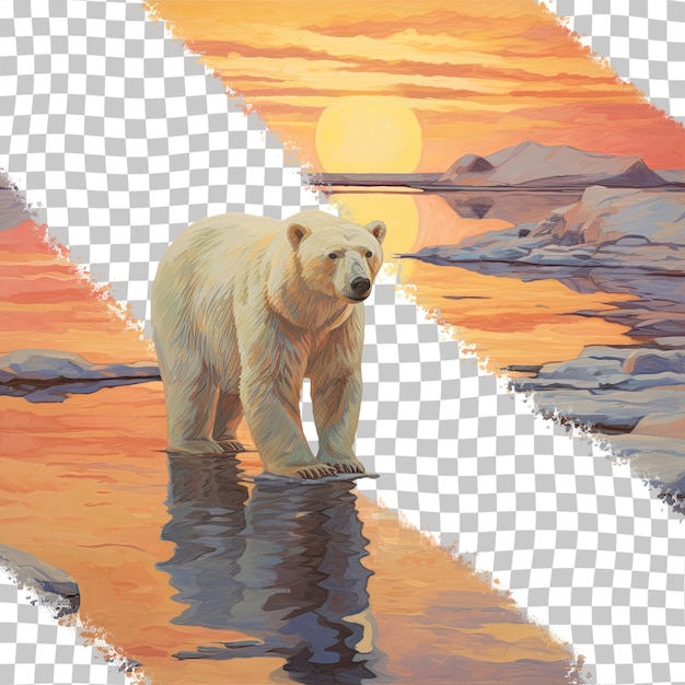 PSD ours polaire dans la baie d'hudson au canada, fond transparent