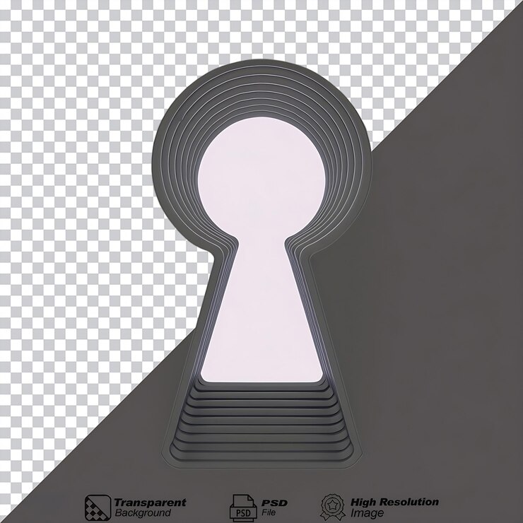 PSD out line key hole icon preto isolado em fundo transparente