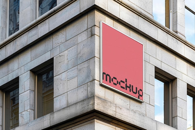 Outdoor advertising on a stone facade mockup