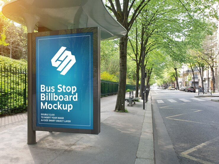 Outdoor em ponto de ônibus Maquete