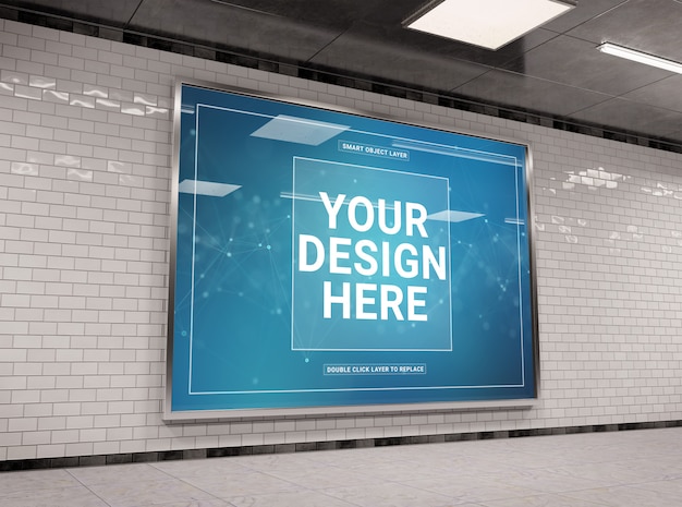 Outdoor subterrâneo horizontal no túnel Mockup