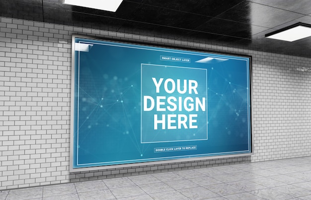 Outdoor subterrâneo horizontal no túnel Mockup