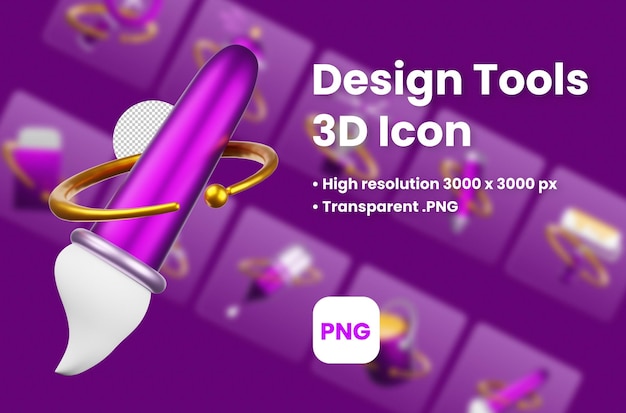 PSD outil pinceau outils de conception icône 3d illustration