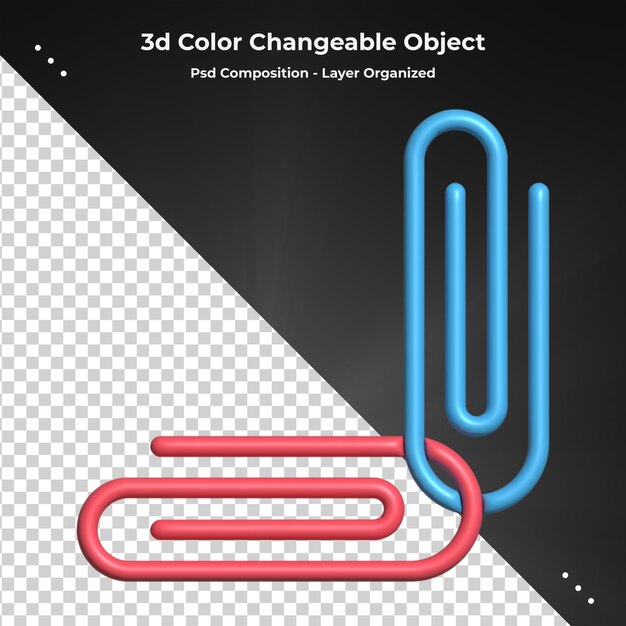 PSD outil pour papier et documents rendu 3d joignant des dessins et des croquis agrafe pour stationnaire