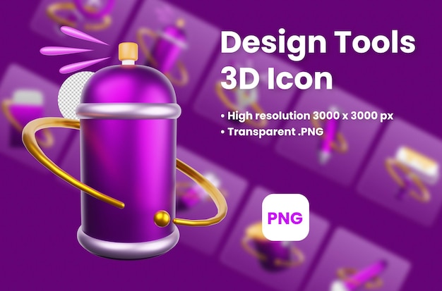 PSD outil de pulvérisation outils de conception icône 3d illustration