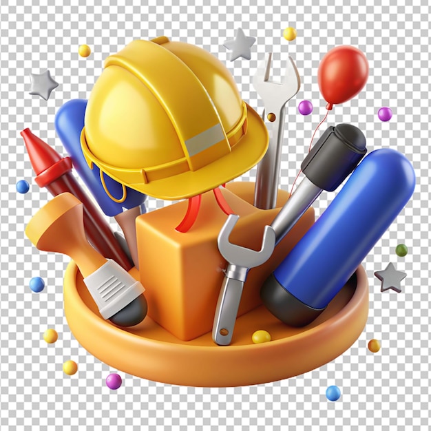 PSD outils de construction 3d pour célébrer la fête du travail
