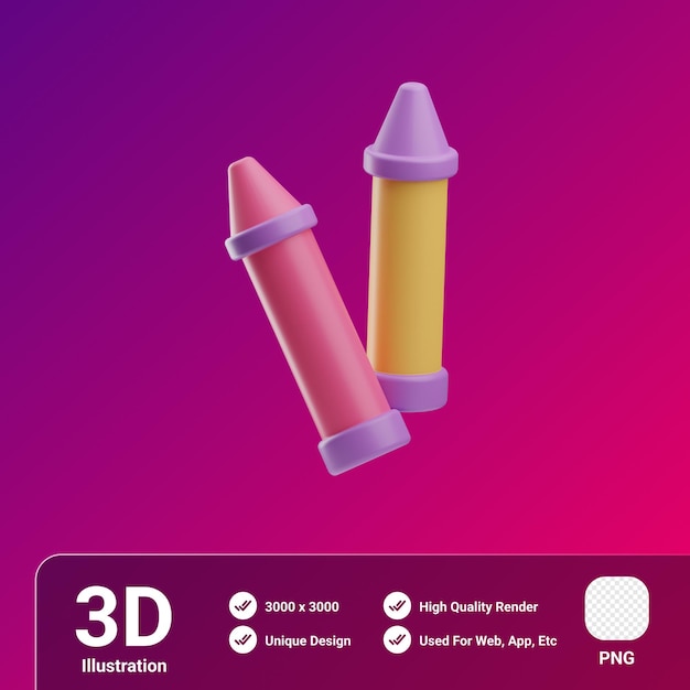 PSD outils créatifs crayons illustration 3d