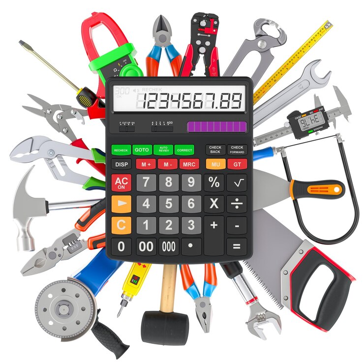 PSD outils avec rendu 3d de calculateur isolé sur fond transparent