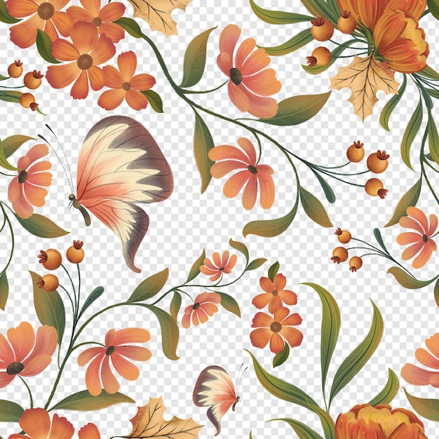 Outono Outono Padrão de Telha PNG Clipart com Borboletas Borboletas