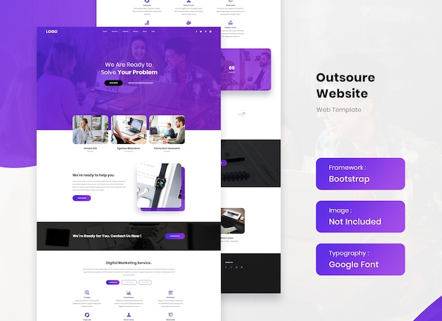 Outsourcing service website website landing template design