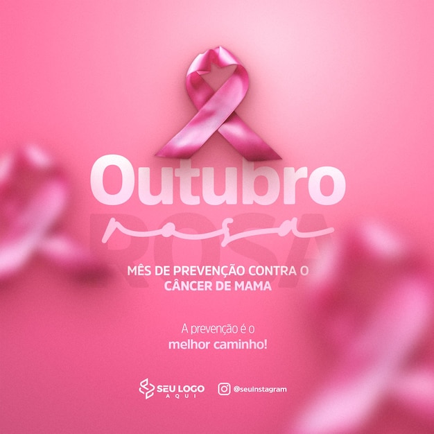 PSD outubro rosa mes de prevenção contra o câncer de mama social media psd editavel