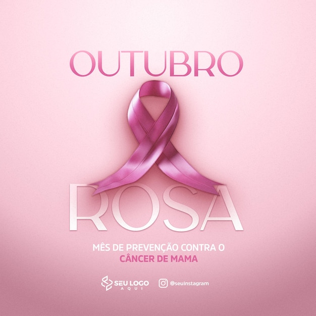 PSD outubro rosa mes de prevenção contra o câncer de mama social media psd editavel
