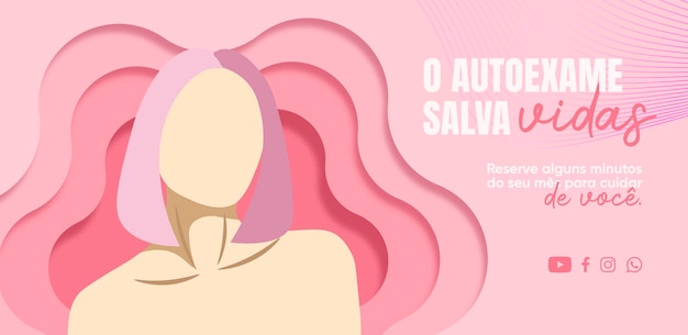 Outubro Rosa Rosa Outubro Autoexame de conscientização sobre o câncer de mama