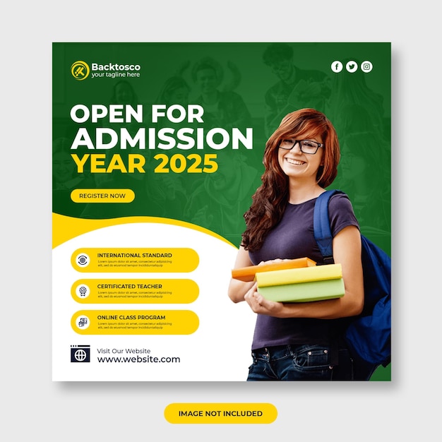 Ouvert à l'admission modèle de publication sur les réseaux sociaux premium psd